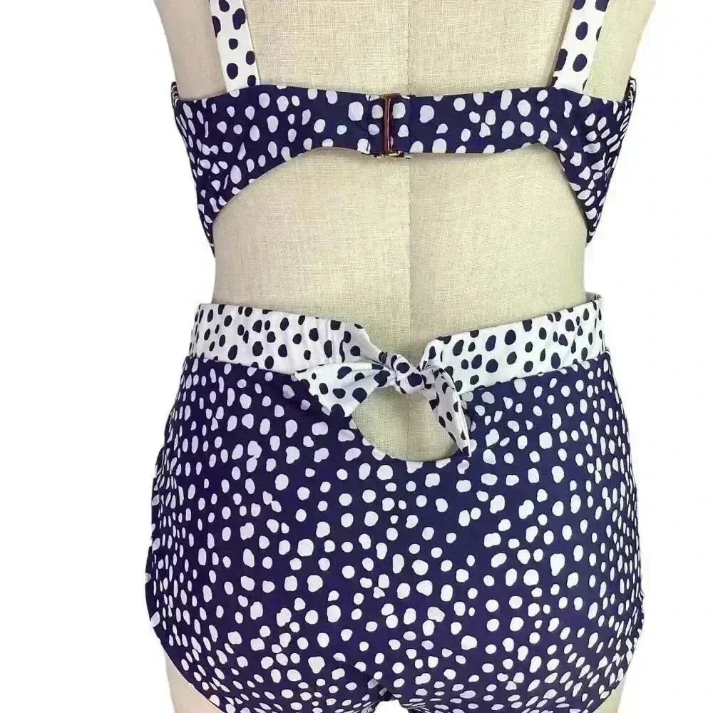Raisins Curve Bikini Swimsuit Womens 24W Blue Polka Dot Beach Vacation Pool NEW - Picture 6 of 11